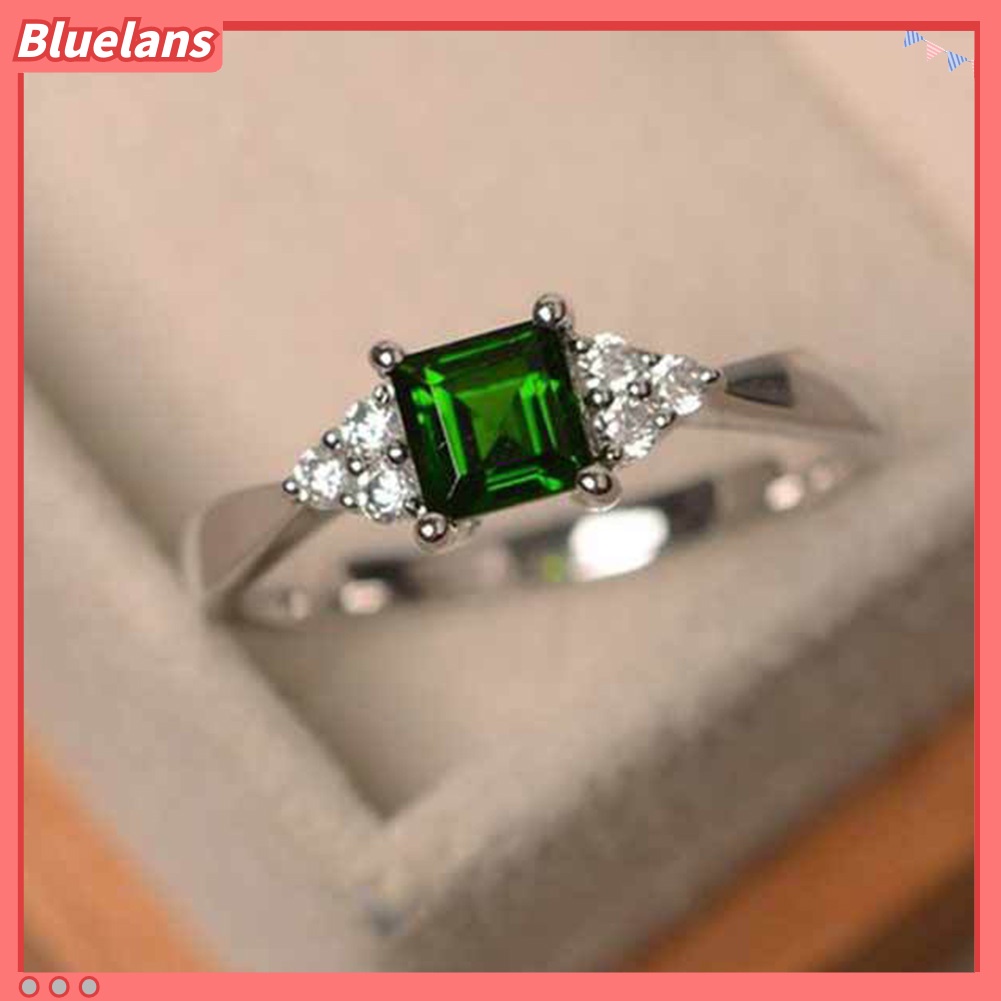 {In Stock} Fashion Wanita Square Cut Cubic Zirconia Hias Cincin Pertunangan Perhiasan Hadiah