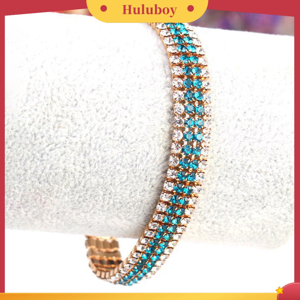 {Ready Stock} Berlian Imitasi Mewah Wanita Gelang Tembaga Mengkilap Empat Baris Rantai Gelang Perhiasan Aksesori