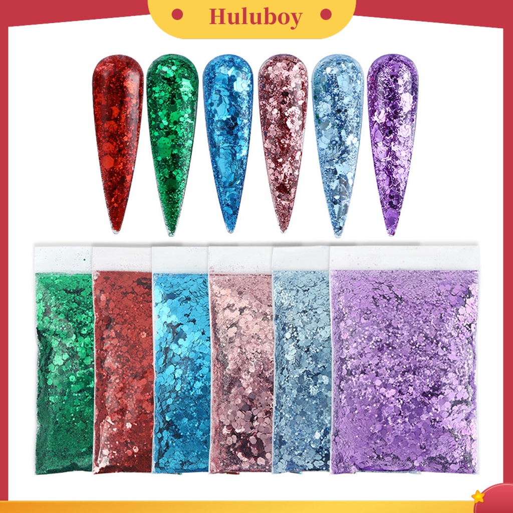 {In Stock} 1tas 50g Nail Sequin Flash Easy Paste Non-drop Efek Mengkilap DIY Gloss Hologram Sparkling Nails Glitter Sequin Untuk Manicure Store