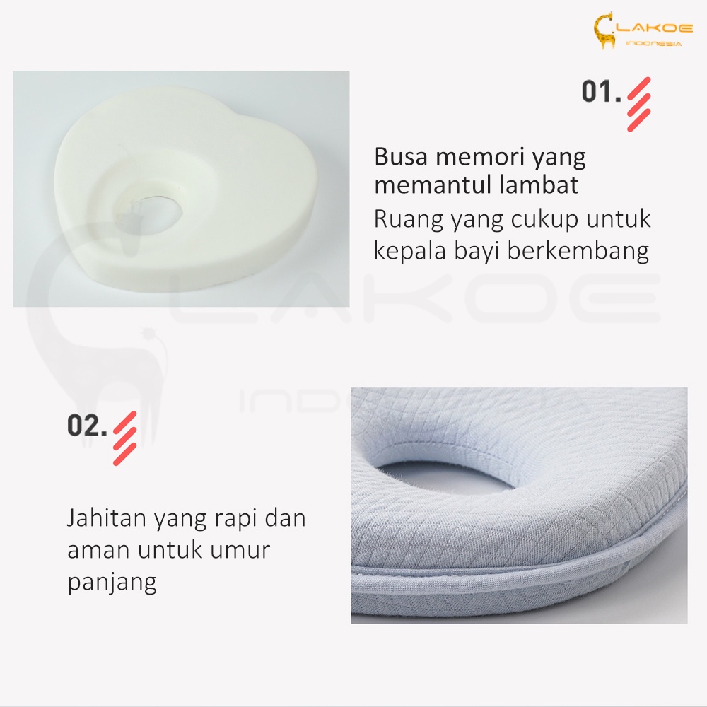 Lakoe Bantal Bayi Anti Peyang/Newborn Bentuk Hati Pillow/ Bantal Peyang Bayi