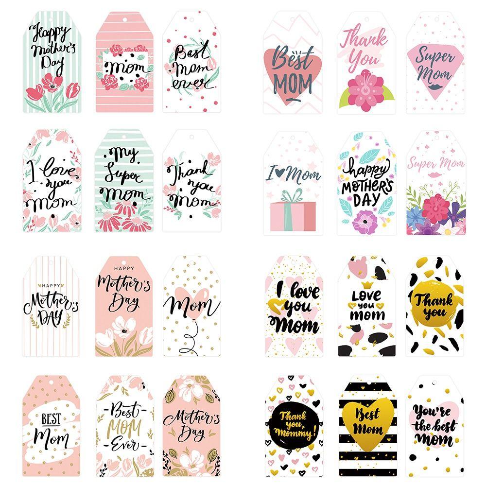 TOP 60pcs Mother's Day Tag Perlengkapan Nikmat DIY Hadiah Hari Ibu Pembungkus Dekorasi Best Mom Hang Tag