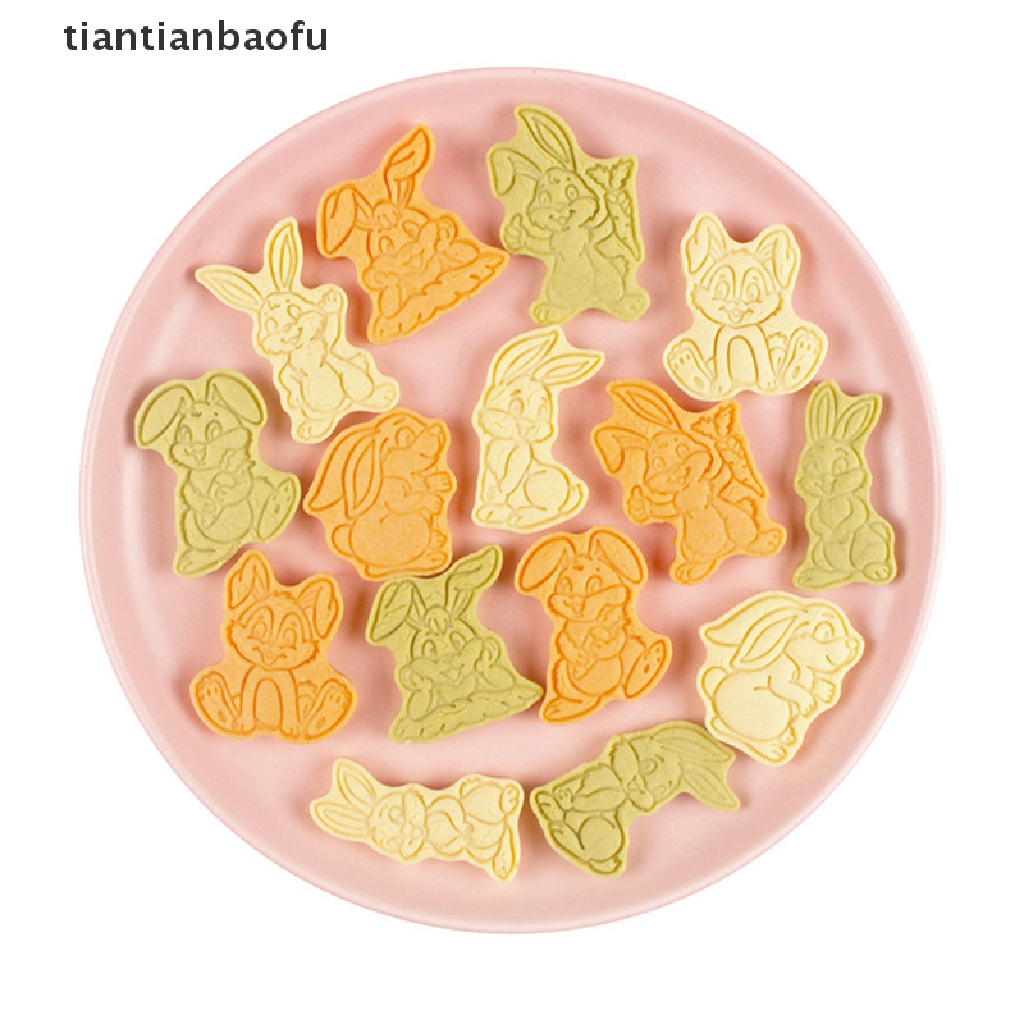 [tiantianbaofu] 8pcs/set Paskah Cookie Pemotong 3D Kelinci Kartun Bunny Cetakan Alat Kue Butik