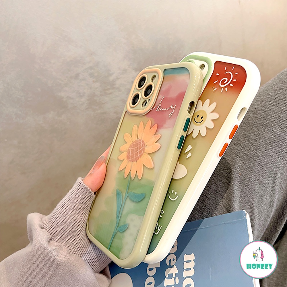 Casing Motif Bunga Matahari Untuk Iphone14 13 11 12 Pro Max Rainbow Cover Cases Untuk IPhone X XR XS Max14 Plus Shockproof Back Cover Shell