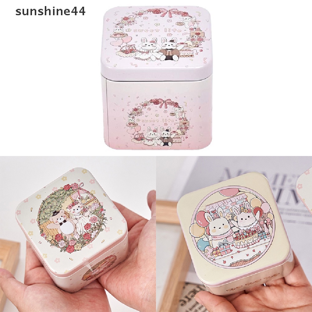 Sunshine Candy Box Motif Kartun Beruang Kelinci Bagus Sealing Vintage Easter Cookie Tins ID