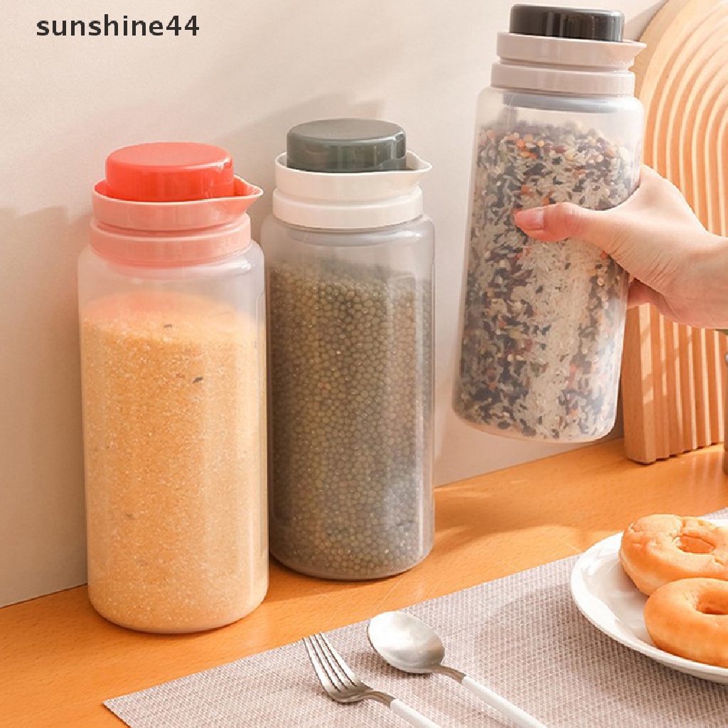 Sunshine 1.5L Toples Makanan Plastik Kue Kering Dapur Sealed Kaleng Dengan Bijian Cangkir Graduated ID