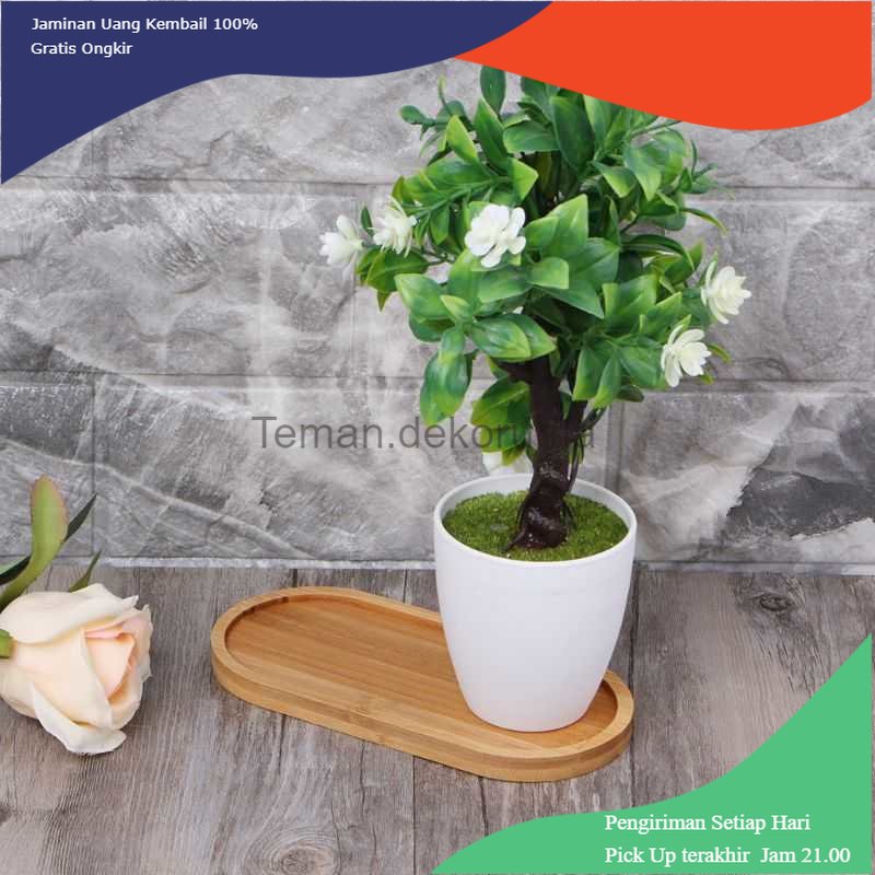 TD - DPR FINDOHOPE Tatakan Pot Kayu Alas Bunga Bamboo Tray Succulent Cactus - OE0094