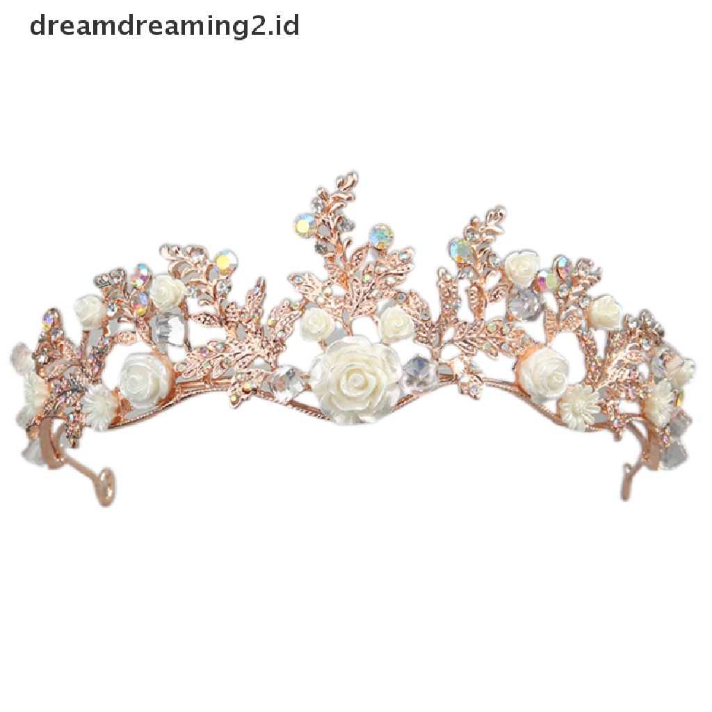 (hot) Kristal Tiara Emas Pernikahan Mahkota Baroque Berlian Imitasi Pengantin Rambut Mahkota Headband//