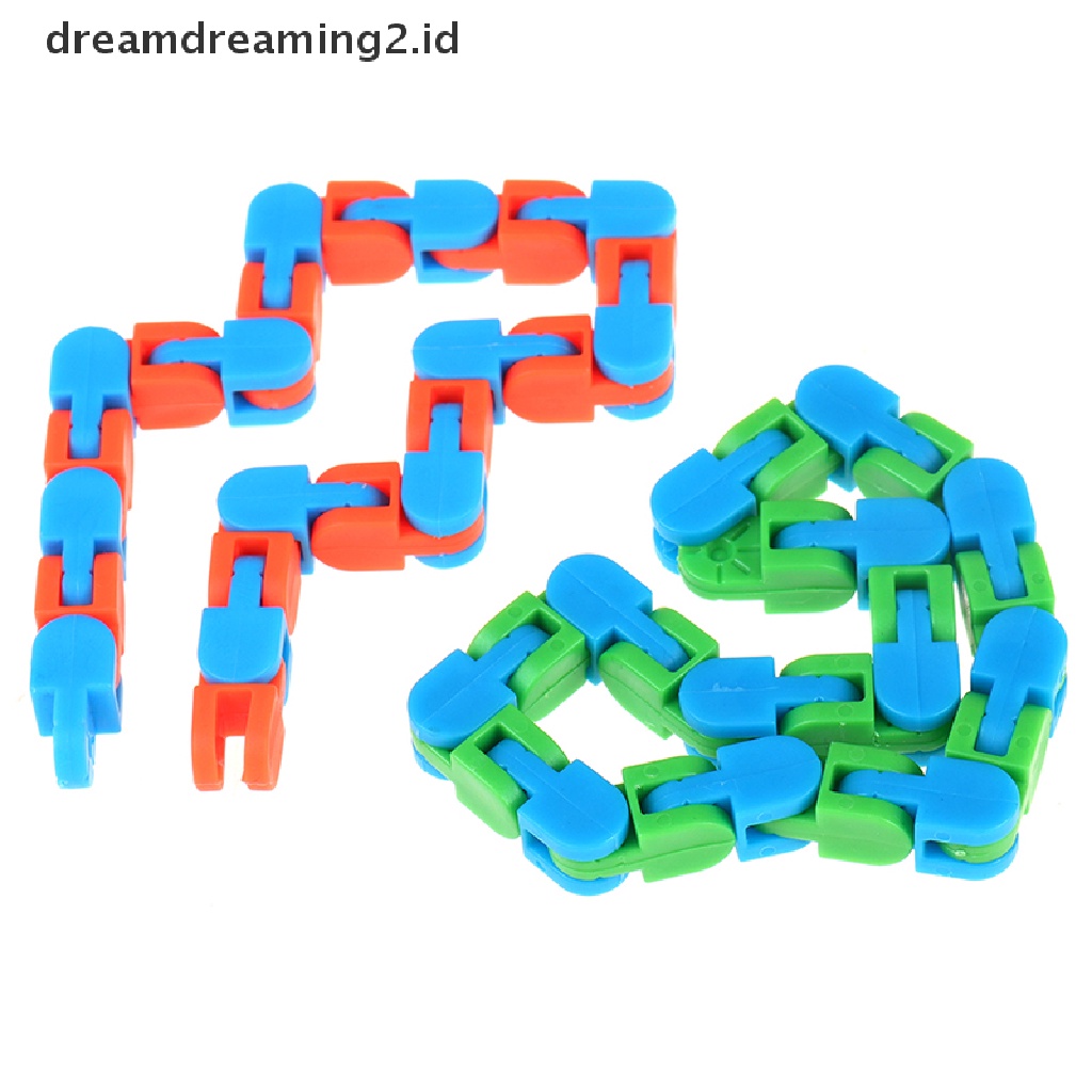 (hot) Wacky Tracks Snap and Click Mainan Anak Autism Snake Puzzles Classic Sensory Toy//