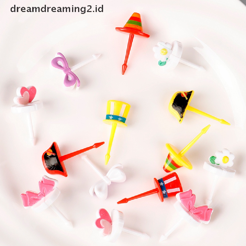 (hot) 6pcs Lucu Mini Flower Farm Kartun Food Picks Anak Snack Kue Dessert Makanan Garpu Buah Makan Siang Bento Aksesoris Dekorasi Pesta//
