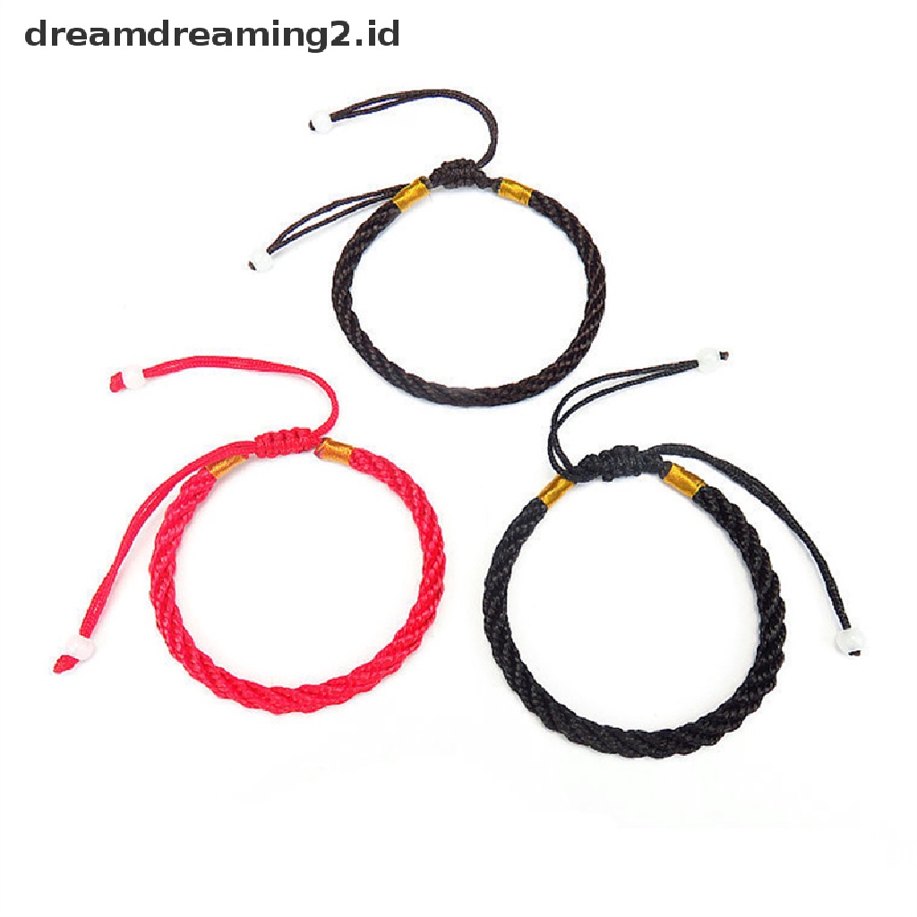 (hot) Wanita Beruntung Buatan Tangan Dikepang Pasangan Braclet Adjustable Beruntung Gelang Tali Merah//