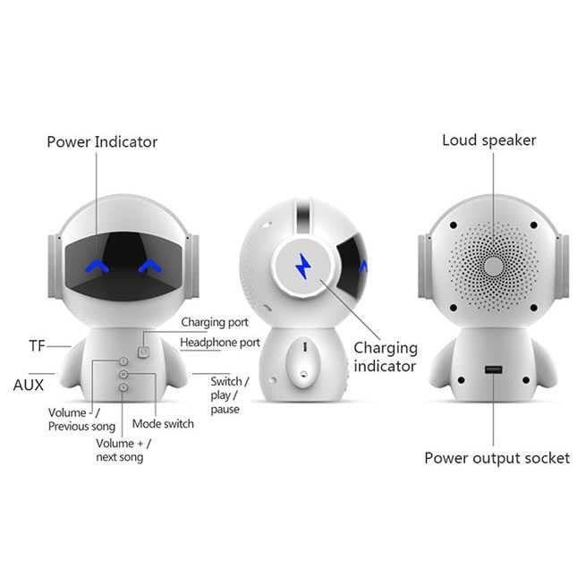 Speaker Robot DINGDANG 2IN1 Portable Bluetooth Power Bank M10 Mp3 Aux