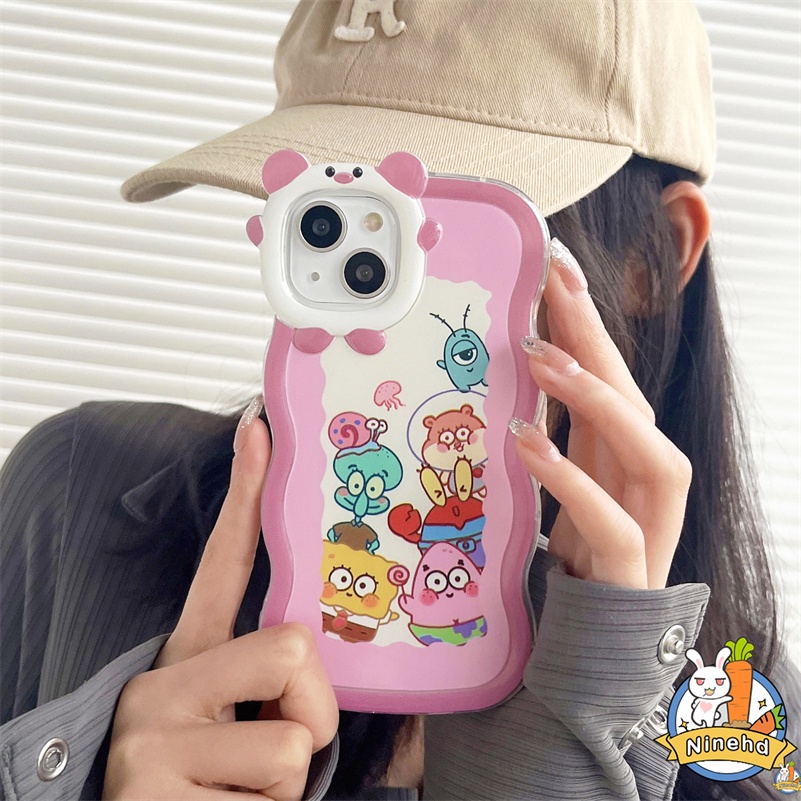 IPHONE Casing Kompatibel Untuk Iphone14 13 12 11 Pro Max X Xr Xs Max7 8 6 6s Plus SE Motif Kartun Casing Ponsel Monster Kecil Bingkai Merah Muda Melindungi Lembut Shockproof Glossy Cover Pelindung
