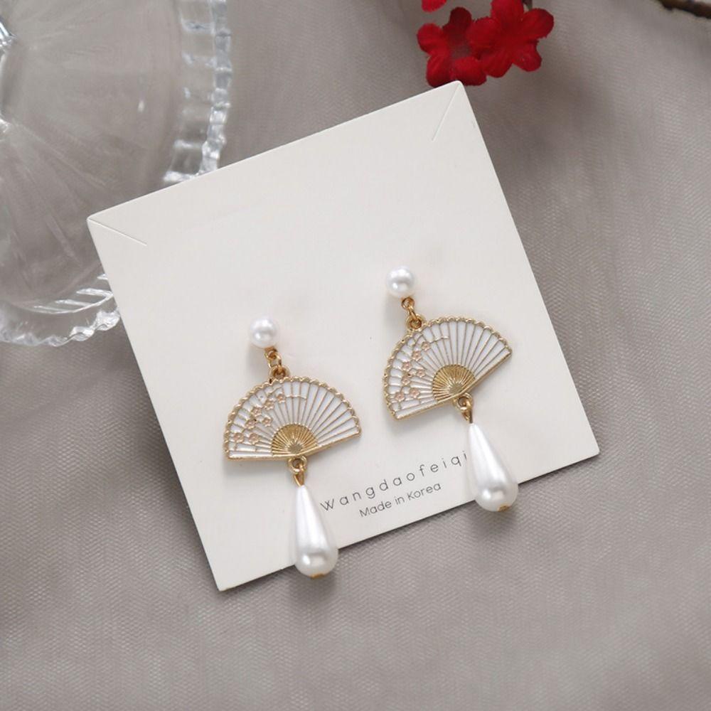 Needway Anting Gaya Cina Geometri Retro Kipas Rumbai Unik Klasik Perempuan Menjuntai Earrings