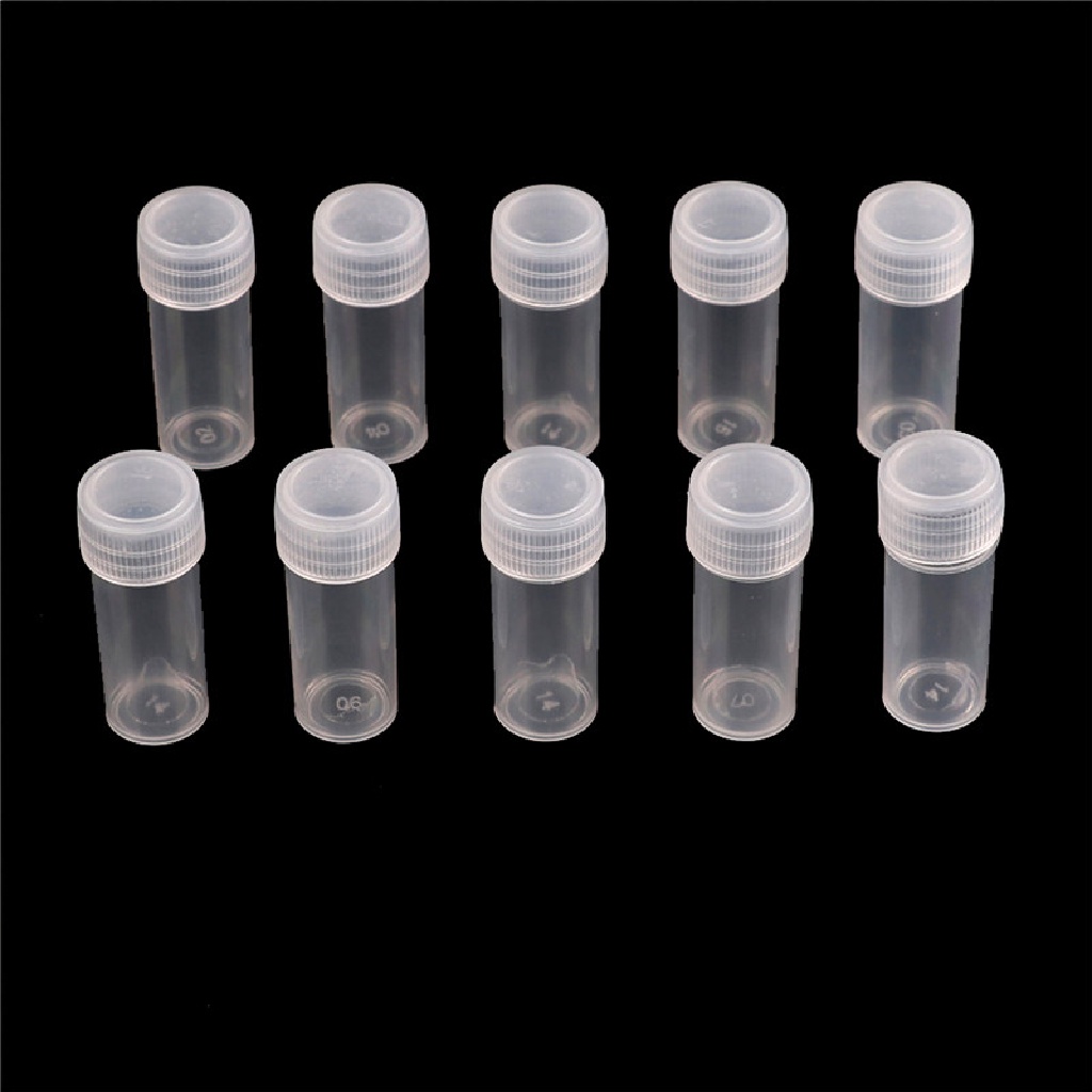 [HeavenDenotation] 10pcs Botol Sample Plastik 5ml Tabung Reaksi Botol Kecil Vial Wadah Penyimpanan HDV