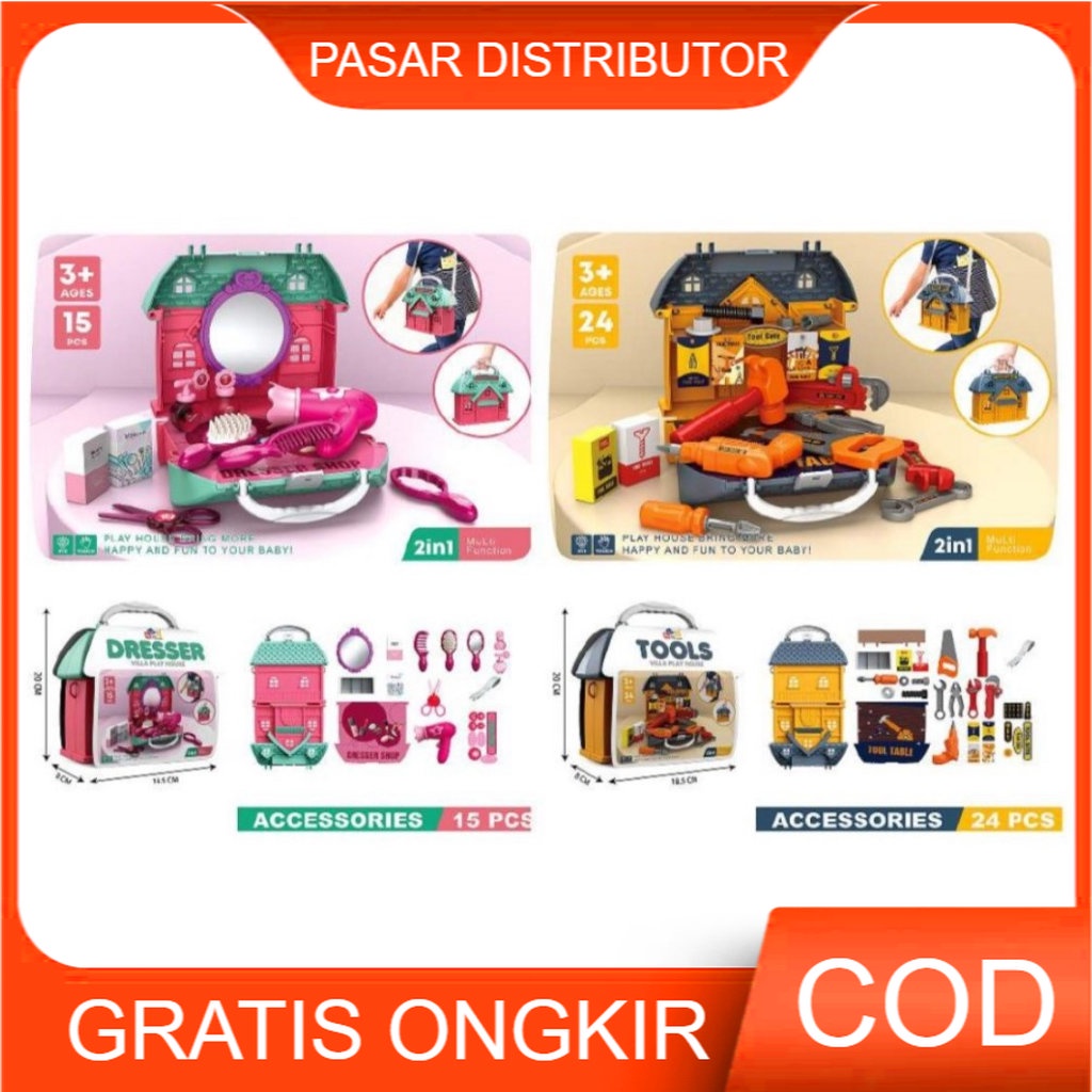 Mainan Anak 3IN1 RUANG PENYIMPANAN DRESSER &amp; TOOLS Mainan Edukasi Anak