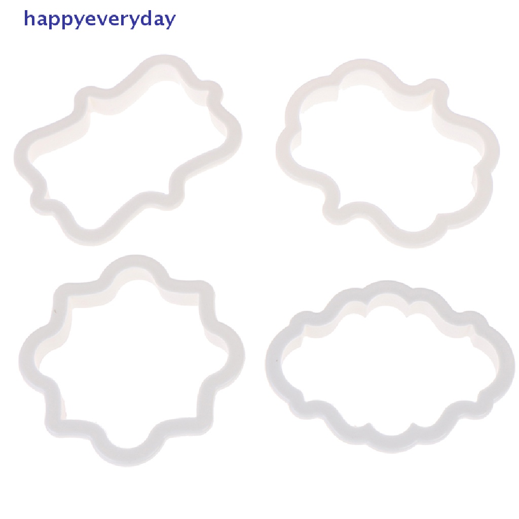 [happy] 4pcs vintage plaque frame cookie cutter set Pemotong Biskuit Plastik Alat Kue [ID]