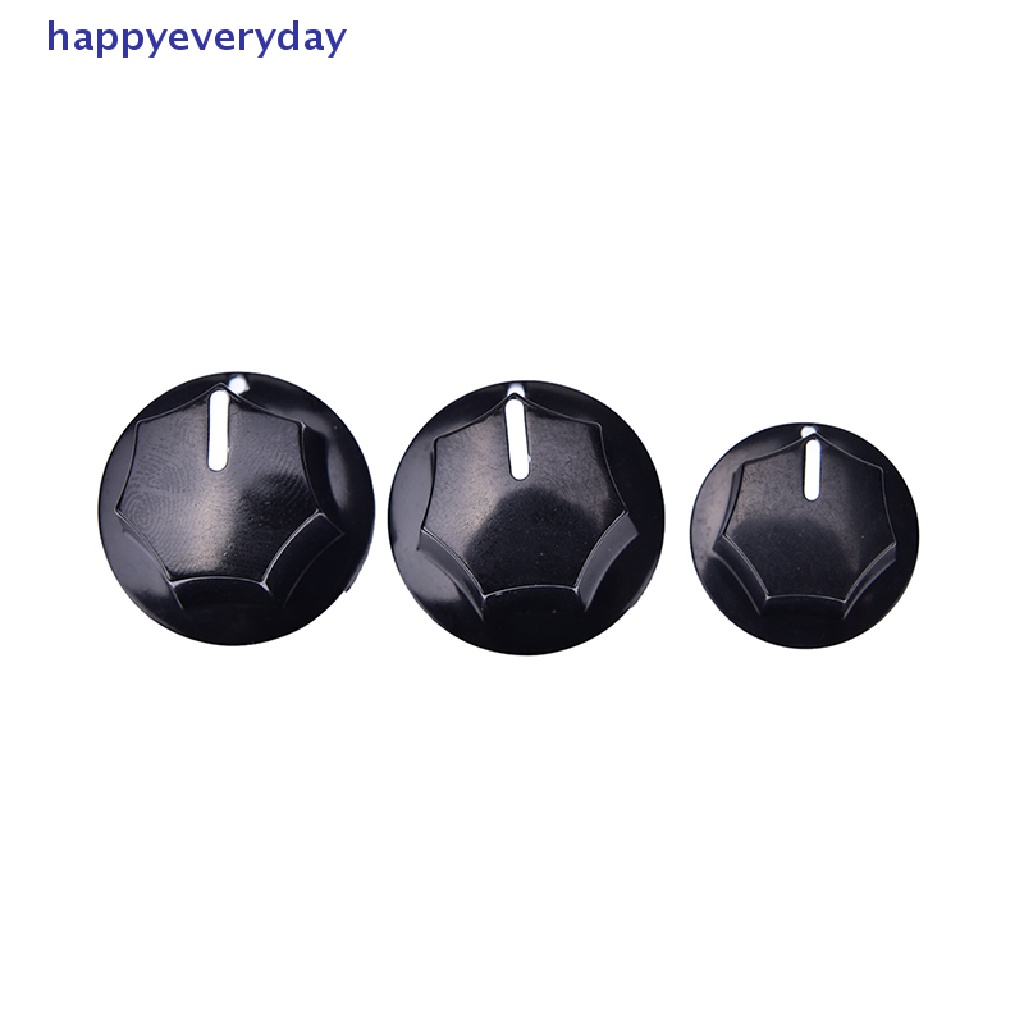 [happy] 3pcs Tombol Kontrol Nada volume amp Plastik Hitam Gaya vintage jazz bass Gitar [ID]