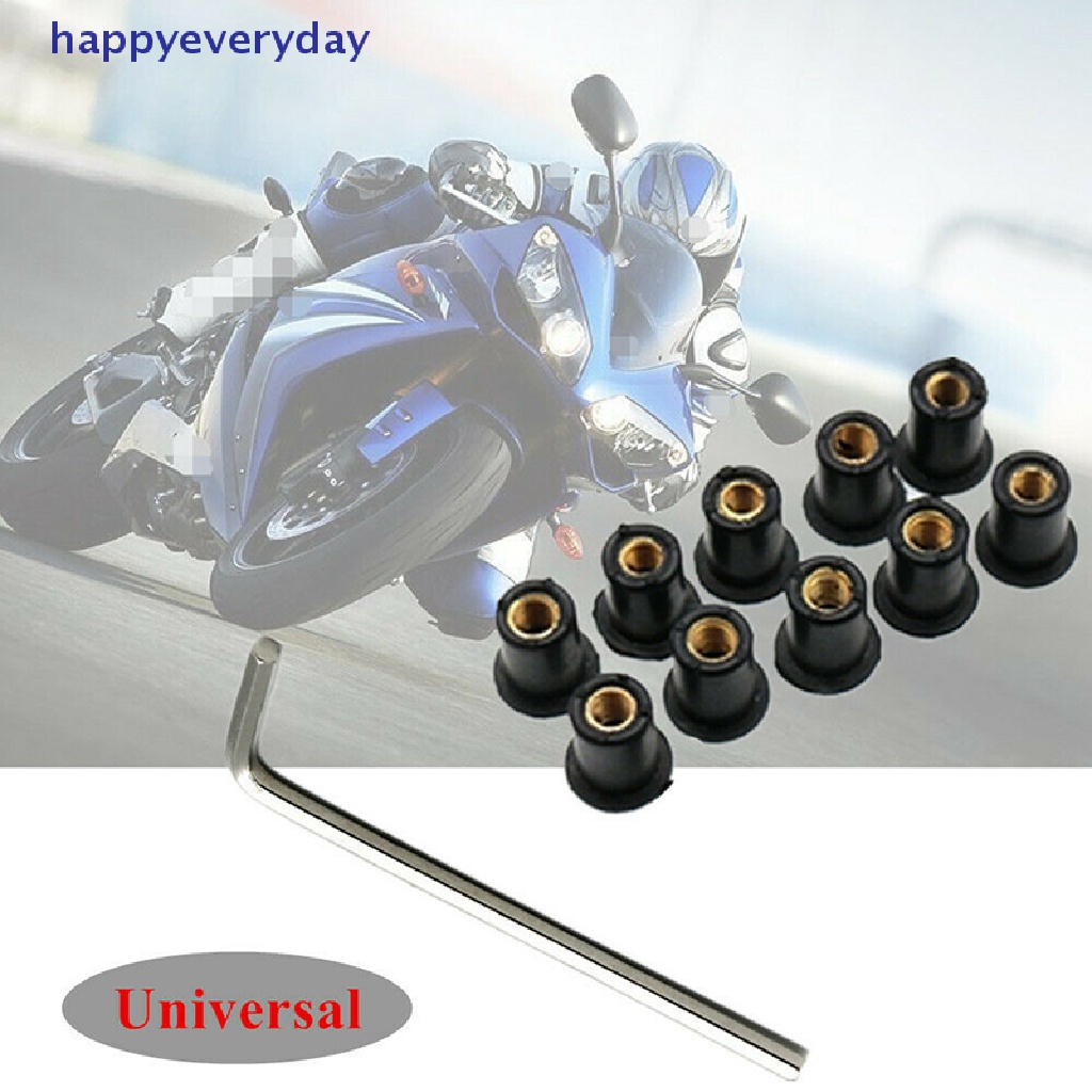 [happy] 10pcs Kaca Depan Motor Windshield Fairing Bolt Screw Kit Mur Sumur M5 15mm [ID]