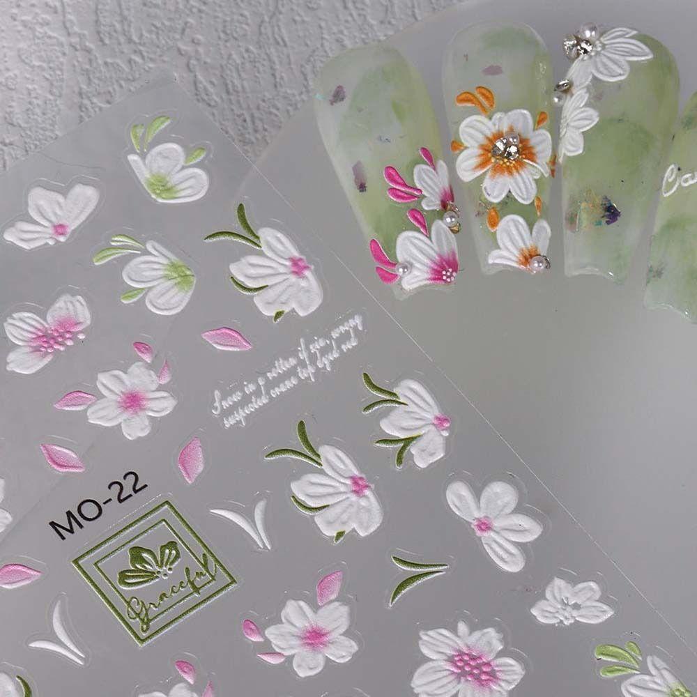 Mxbeauty Bunga Stiker Kuku Fashion Musim Semi Daun Gaya Jepang Cherry Blossom Self Adhesive Nail Dekorasi