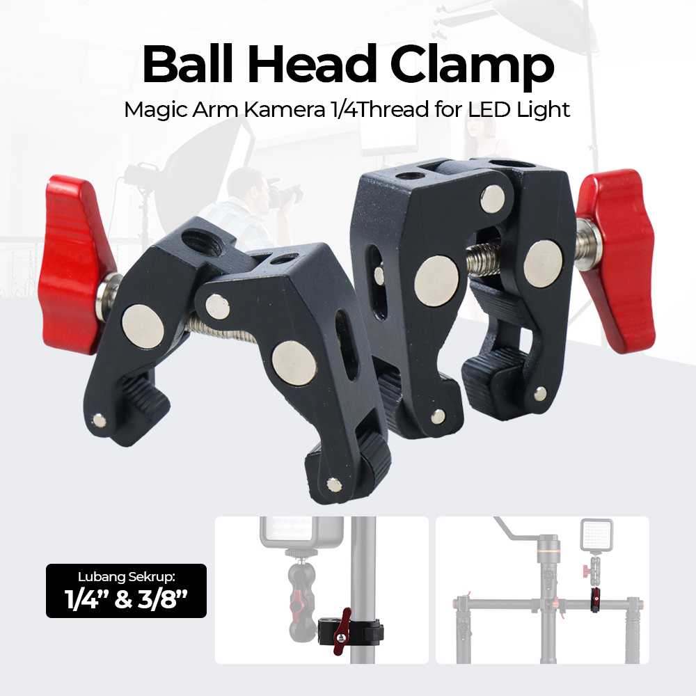 Andoer Ball Head Clamp Magic Arm Kamera 1/4Thread for LED Light - 1420