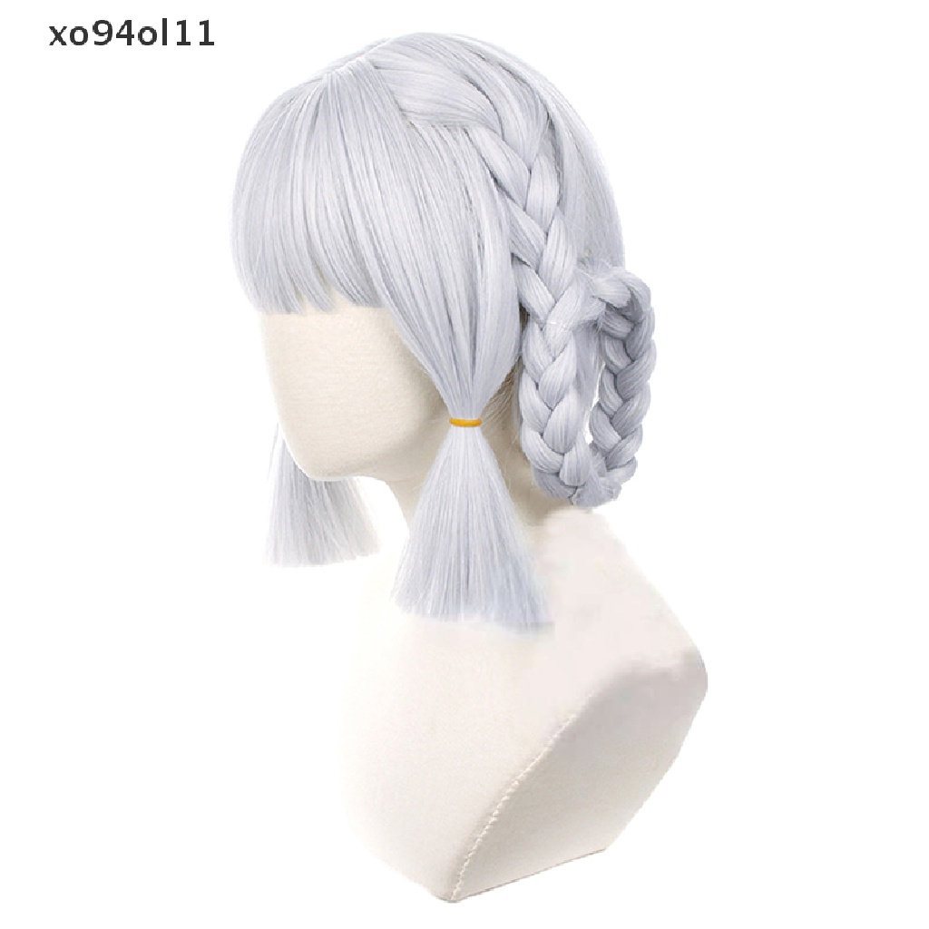 Xo Game Genshin Impact Kamisato Ayaka Cosplay Wig Silver Blue 30cm Kepang Wig OL