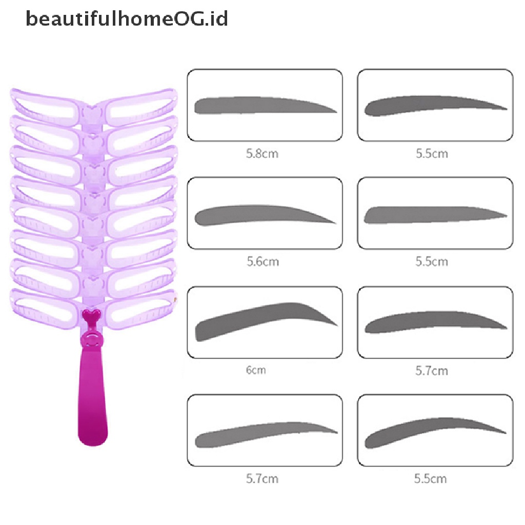 // Lebaran// 8pcs/set Reusable Brow Template Kit Grooming Alat Bantu Makeup Alis **