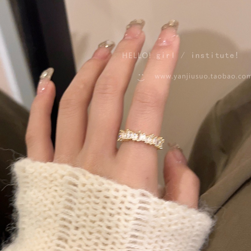 Cincin Jari Emas Kristal Elegan Untuk Wanita Aksesoris Perhiasan Cincin Zirkon Fashion