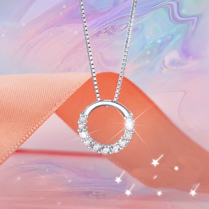 Kalung Berlian Imitasi Bulat Geometris Bahan Alloy Korea Untuk Anak Perempuan