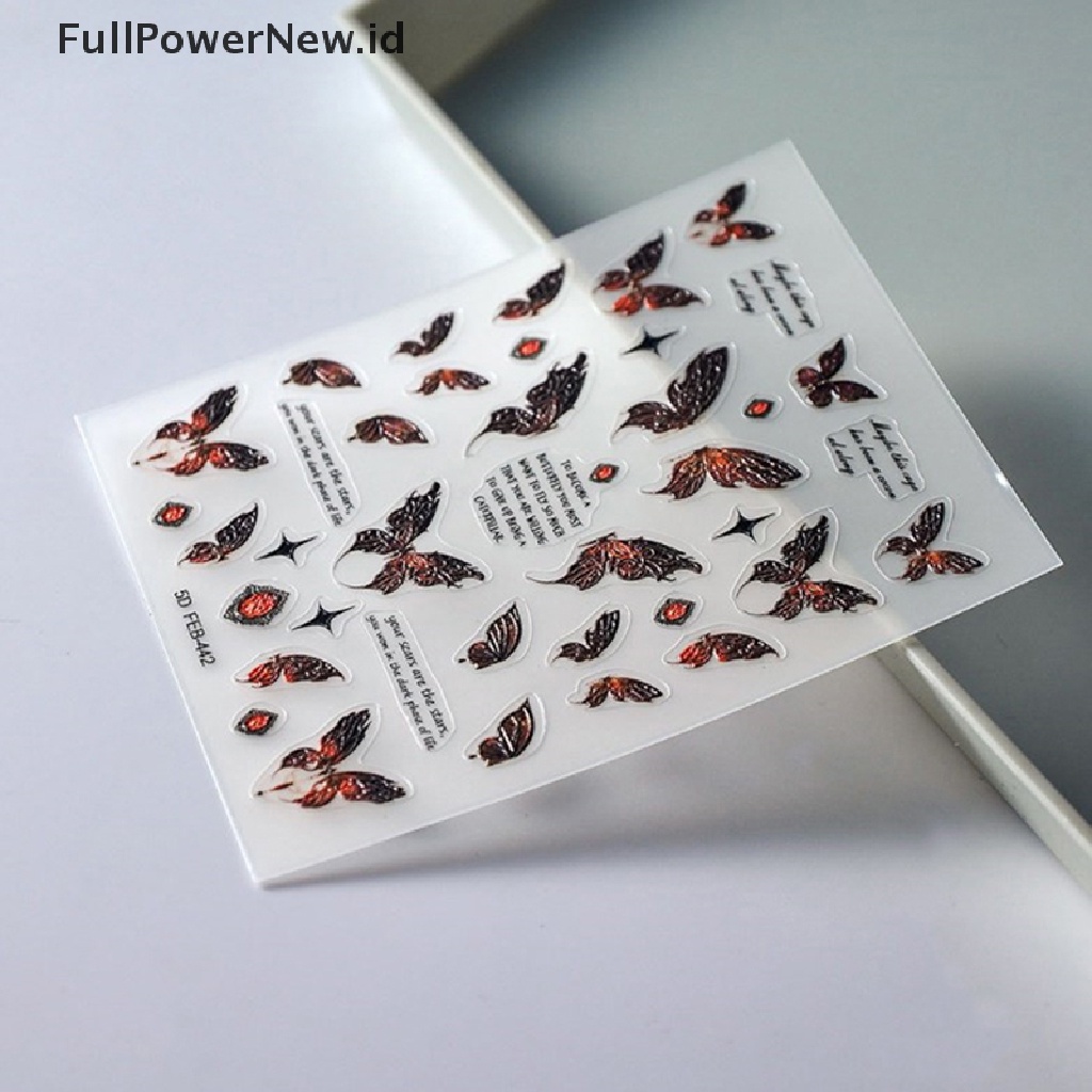 Power 1lembar 5D Gradien Stiker Kuku Kupu-Kupu Adheisve Nail Art Stickers ID