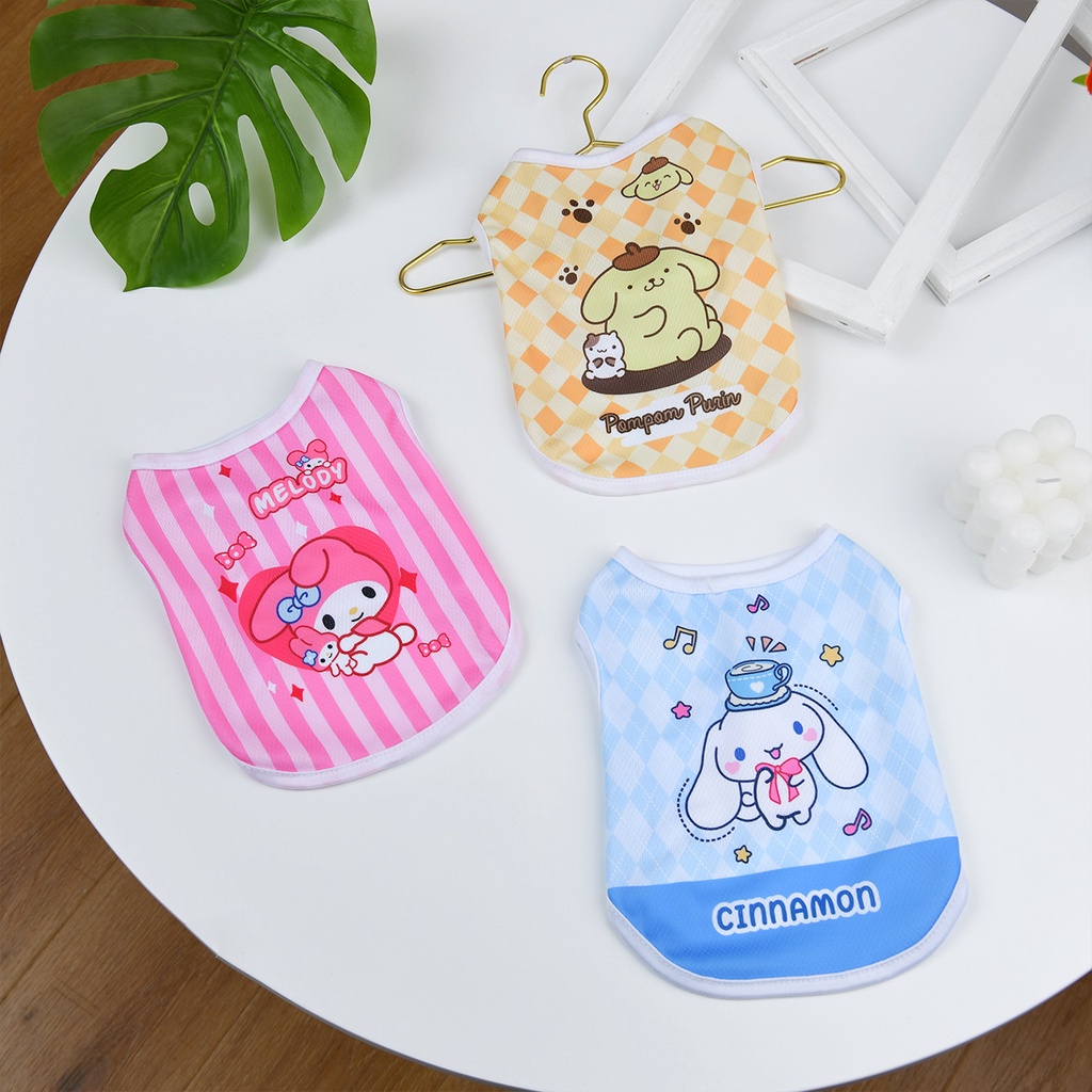 Pet Lucu Tank Top Kucing Dan Anjing Musim Panas Pakaian Keren Seri Sanrio Pakaian Bernapas