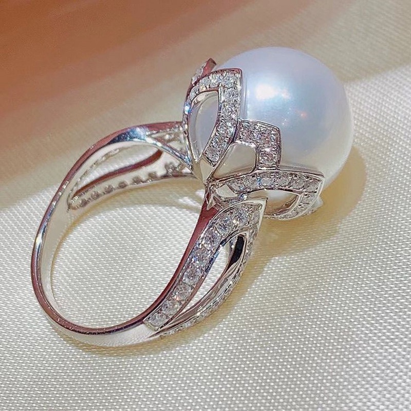 Cincin Jari Mutiara Simulasi Mewah Untuk Wanita Temperamen Elegan Pertunangan Pernikahan Band Aksesoris