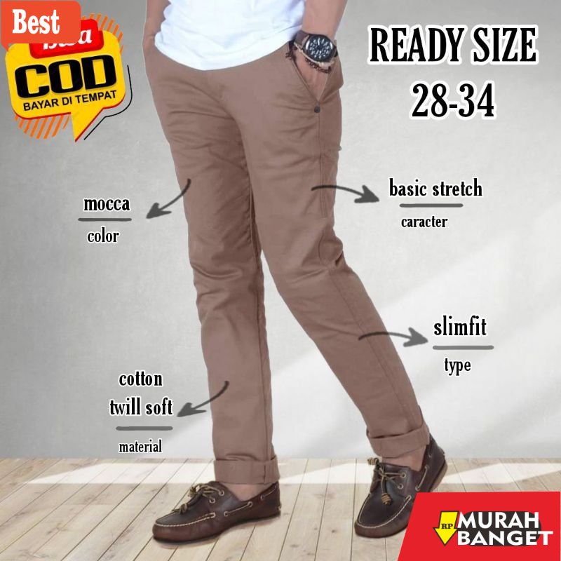 Celana panjang chino terbaru- [ COD ] ORIGINAL CELANA CHINO-CHINOS PANJANG PRIA SLIM FIT STRETCH CAS