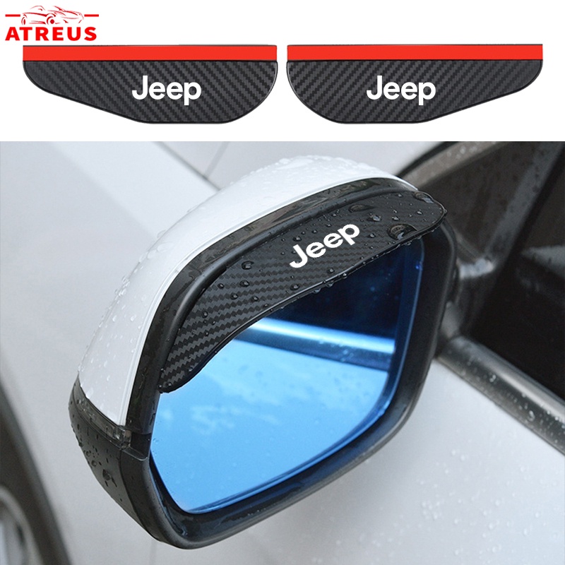 2pcs Jeep Serat Karbon Mobil Spion Alis Hujan Rainproof Cover Untuk Renegade Compass 2022 Willys Wrangler jk Cherokee xj