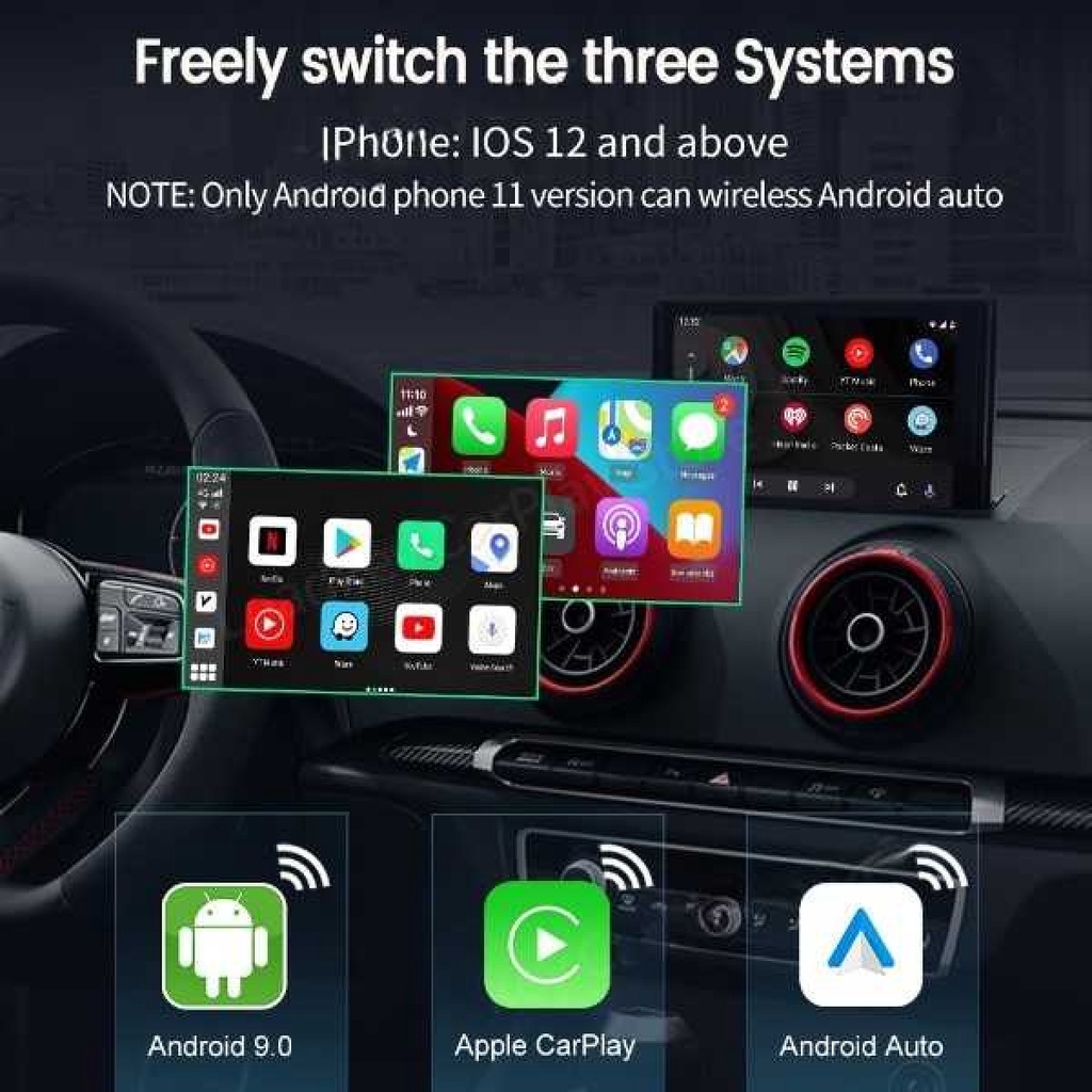 Head Unit Mobil CarPlay AI Box Wireless Bluetooth 4/64GB Android 11