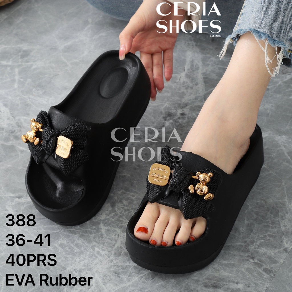 EVA Sandal Slop Wedges Wanita Import Bahan Spons Ringan Premium Anti Slip Motif Accesoris Golden Bear BLC 38