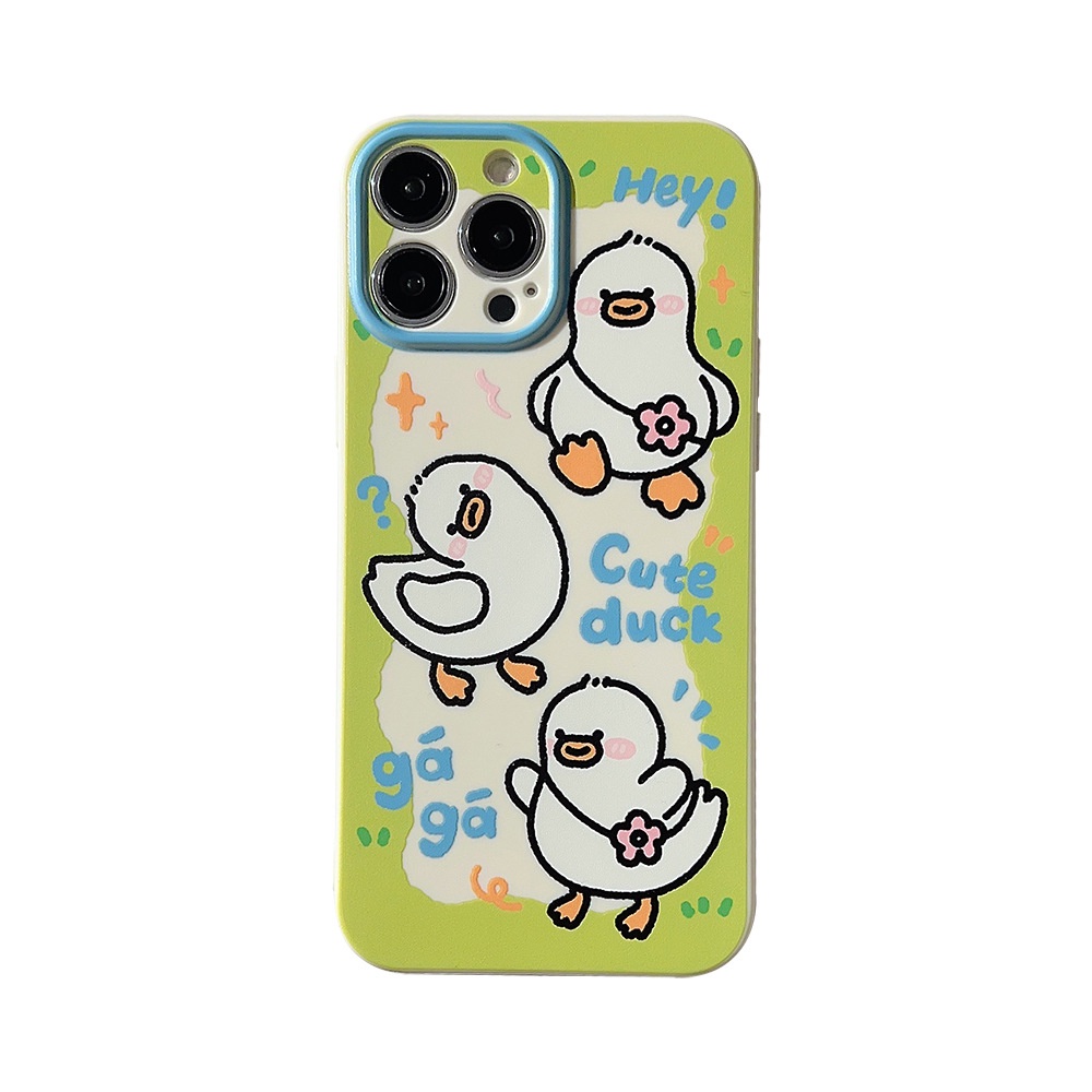 IPHONE Ins Lucu Bebek Hijau Kartun Silikon Case Untuk Iphone14 11 12 13 PRO MAX Casing Cover Pelindung AT0133