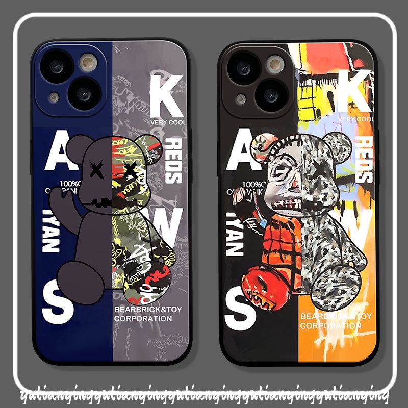 Trendy Brand Violent Bear Kaws Couple Case Infinix Hot 9 20 20s 10s 12i 10Lite 10t 12 11 8 11s Note 8 12 2023 11 12 G96 Hot 9 10 12 11 Play Smart 5 4 6 Plus 12pro Soft Tpu Cover