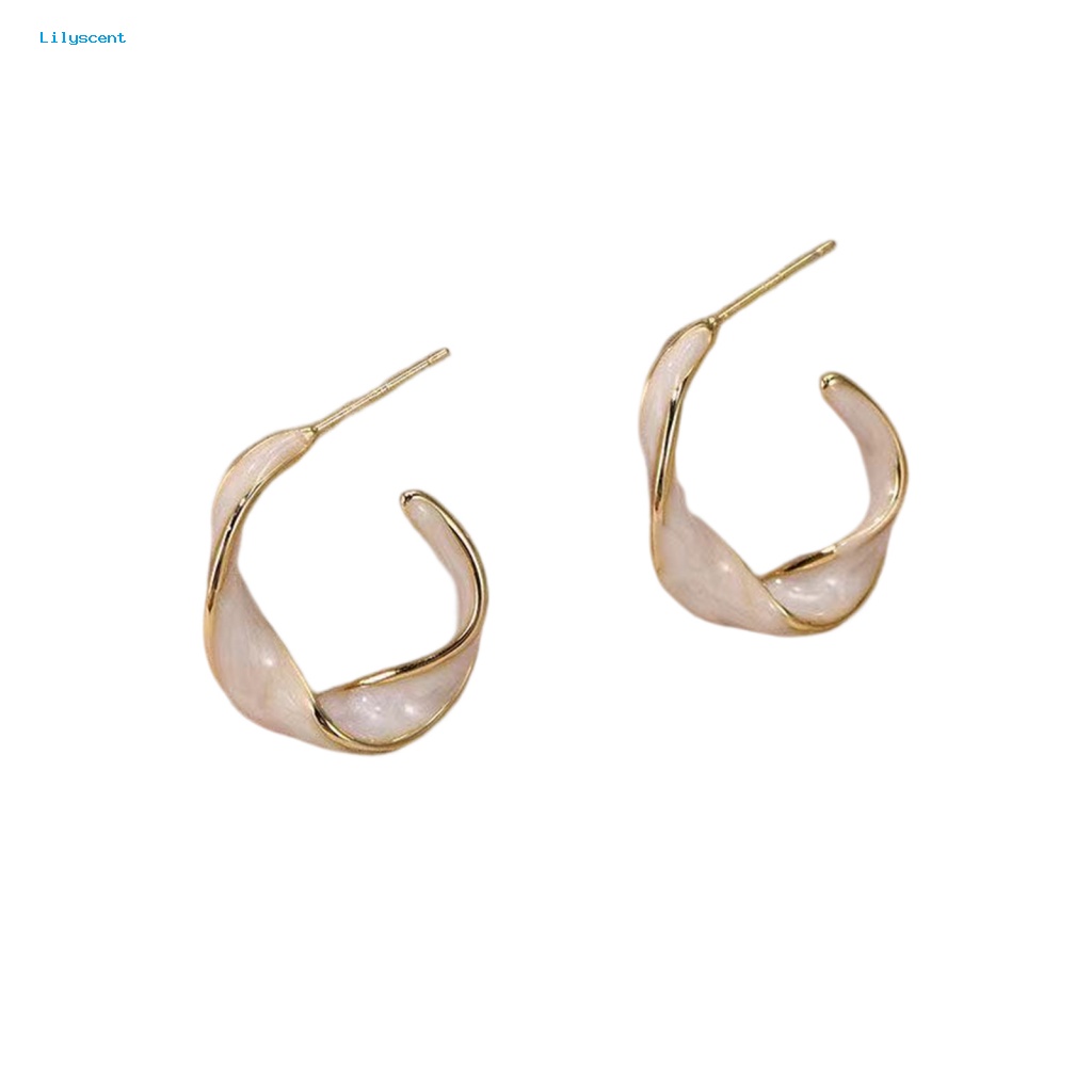 Lilyscent 1pasang Beige Retro Earrings Perhiasan Aksesoris Dekoratif Wanita Earrings Retro