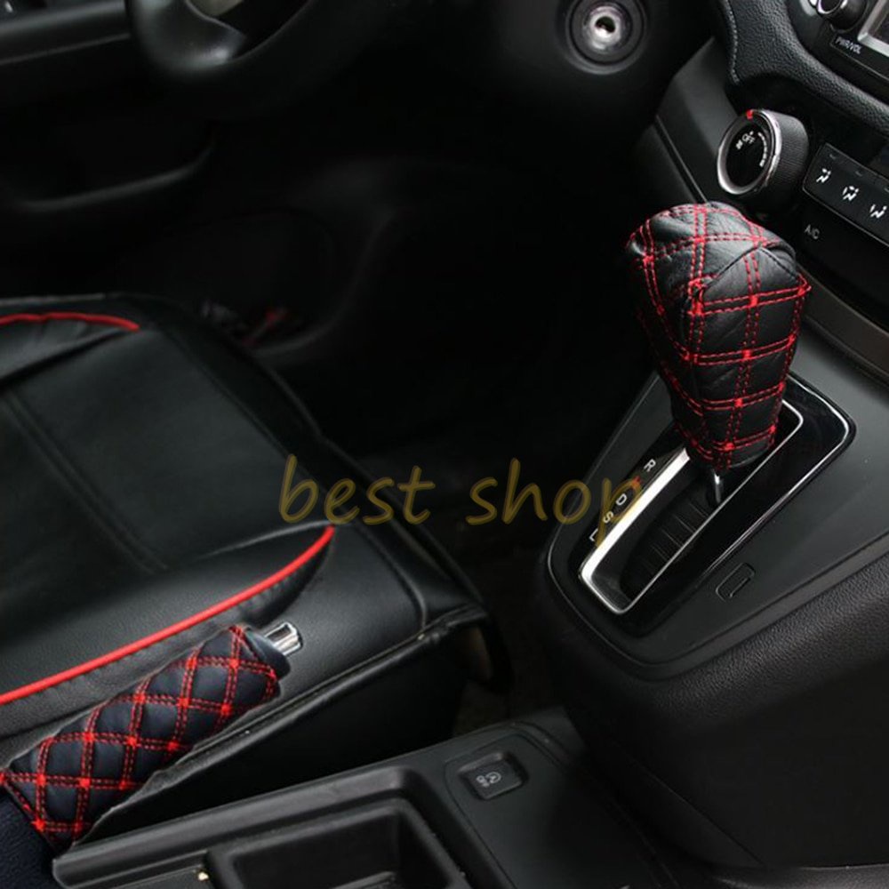 Sport Lipat Kotak Tisu Merah Anggur Microfiber Kulit Kotak Tisu Mobil car gear Rem Tangan cover Bantal Aksesoris