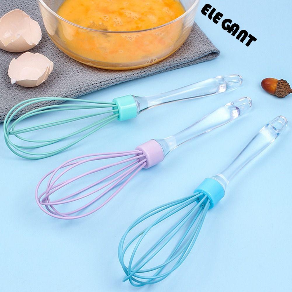 [Elegan] Pengocok Telur Dapur Cream Baking Gagang Plastik Silikon Mudah Dibersihkan Milk Frother Blender Anti Lengket