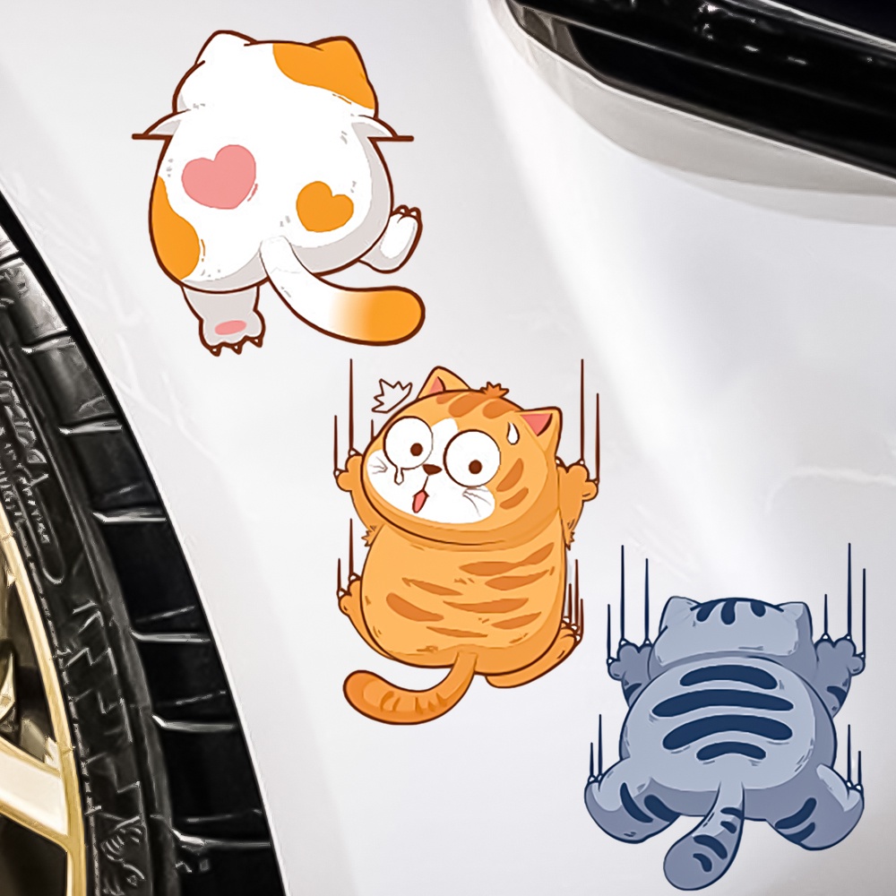 Kartun Lucu Kucing Lucu Mobil Bumper Jendela Decals Hias DIY Vinyl Stiker Perekat Untuk Mobil Truk Motor Helm Auto Decor Aksesoris