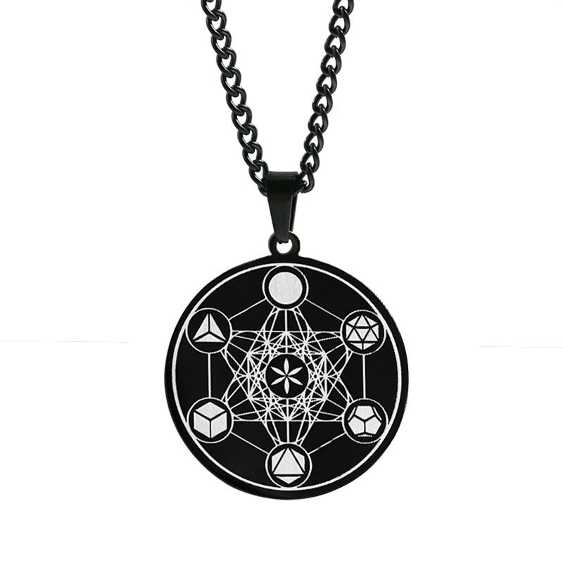 Z H Perhiasan Hip Hop Rock Stainless Steel Life Flower Metatron Life Angel Seal Solomon Liontin Pria Dan Wanita Fashion Baja Titanium Kalung Vintage Punk Aksesoris Pesta