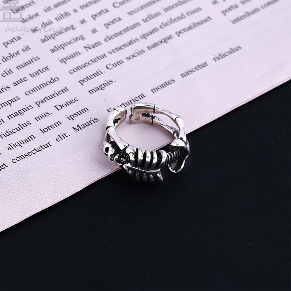 Agustina Cincin Terbuka Tengkorak Punk Retro Skeleton Klasik Tembaga Untuk Pria Wanita Knuckle Ring