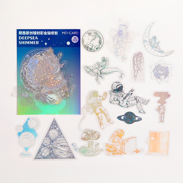 45pcs/set Laser PET Gilding Craft Butterfly Stiker DIY Scrapbooking Kolase Album Foto Tahan Air Dekorasi