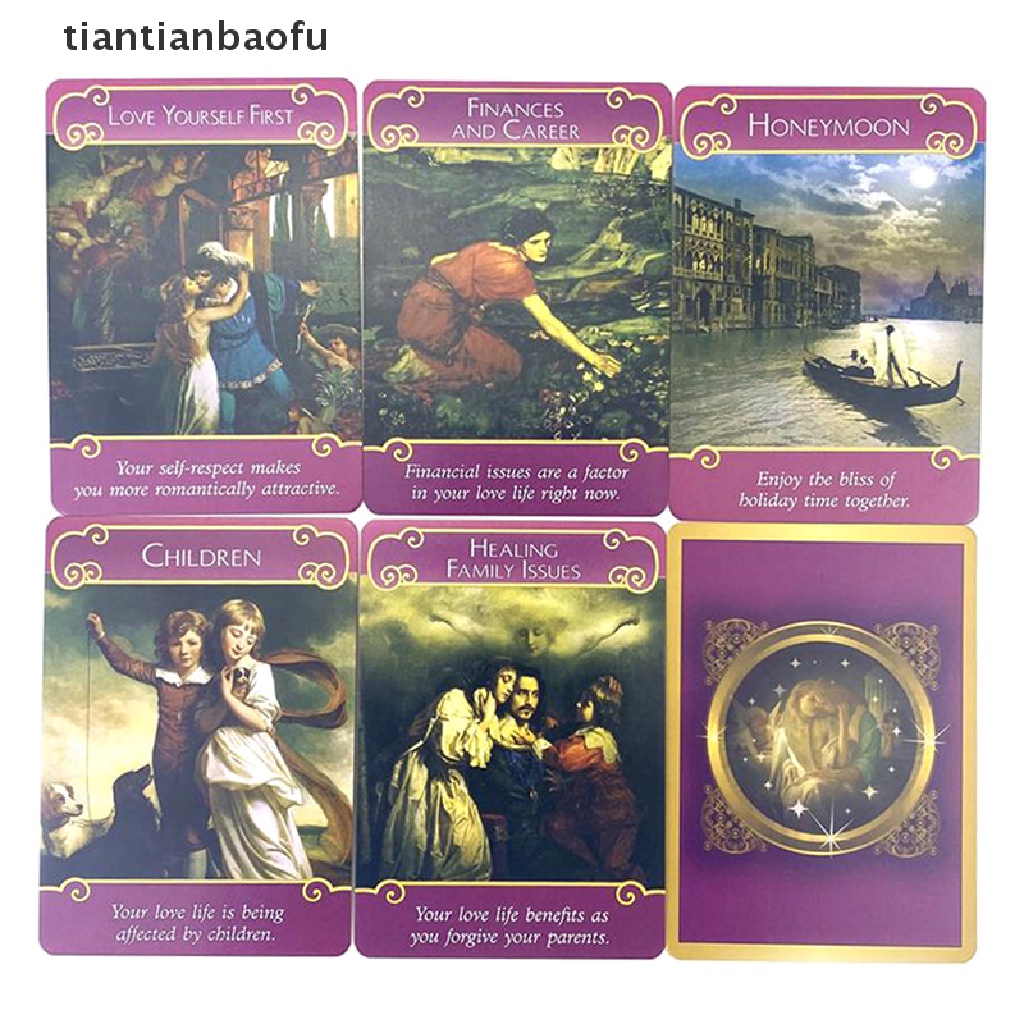 [tiantianbaofu] Kotak Besi Romance Angels Oracle Card Tarot Party Board Game Ramalan w/Butik Manual