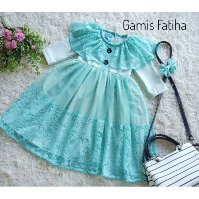 GAMIS ANAK / DRESS / BAJU PESTA ANAK "' GAMIS FATIHA "' WARNA MINT