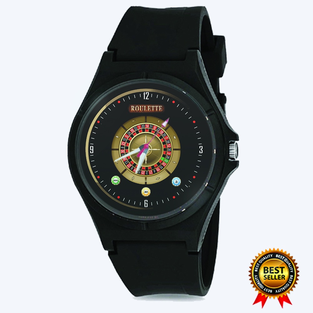 Jam Tangan CASSINO ROULETTE Pria Wanita Hitam Keren Terbaru  02