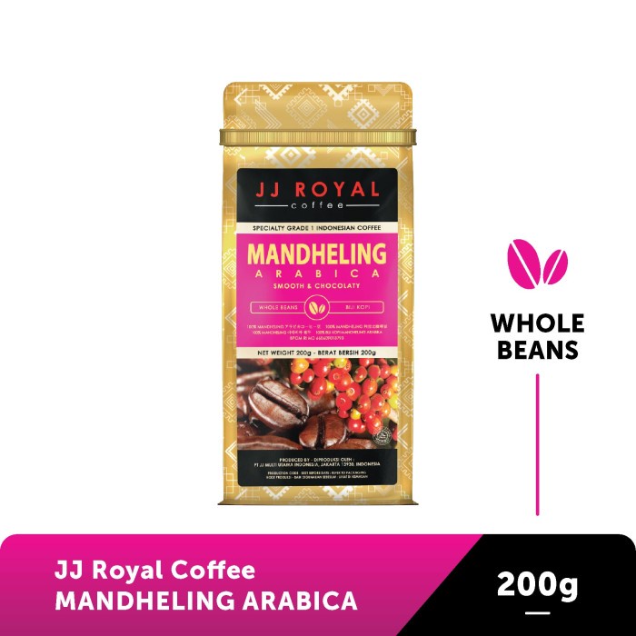 

Coffee/Kopi JJ Royal Mandheling Arabica Bean Bag 200g