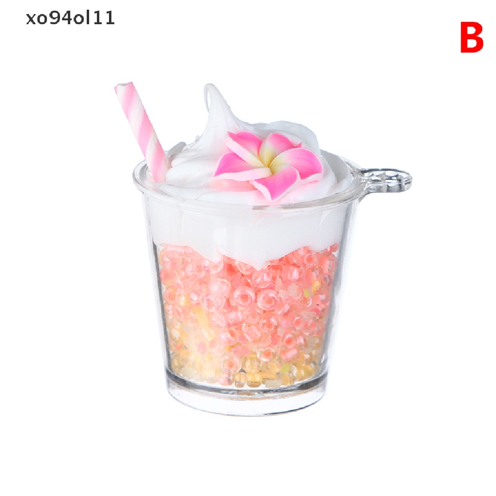 Xo 1Pc Mini Luminous Duawarna Cream Peach Blossom Cup Ice Cream Cup Mikro Landscape Ornamen Rumah Boneka Miniatur Dekorasi OL