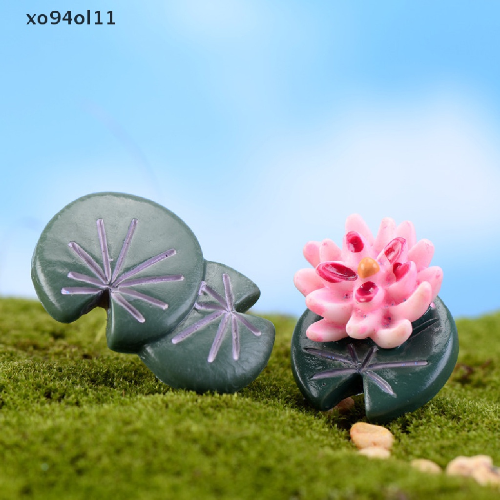 Xo Ikan Merah Lotus Lotus Daun Miniatur Ornamen Pemandangan Taman Aquarium OL